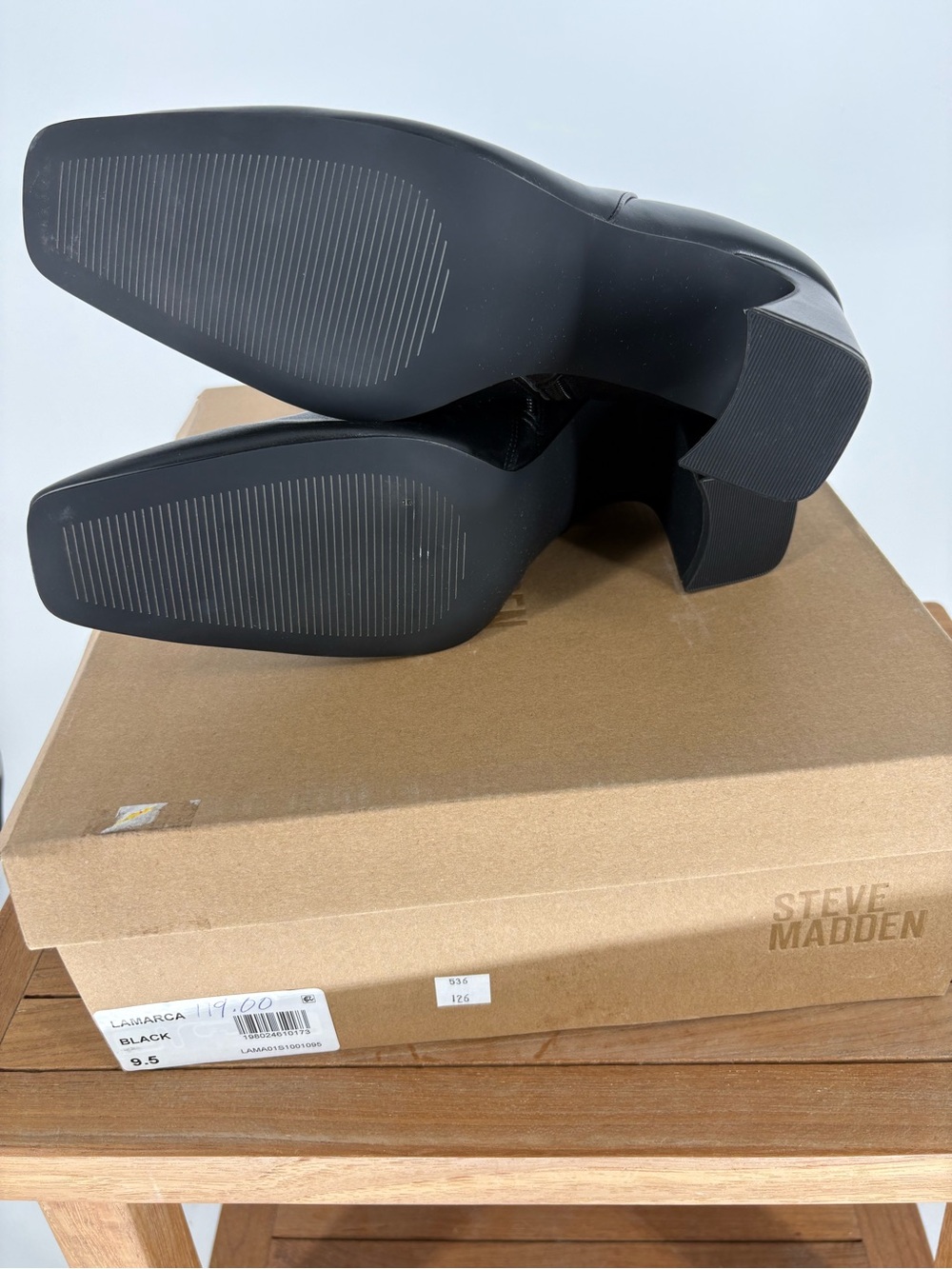 New Steve Madden Black Mid-Calf Pointed Toe Block Heel Boots - Women size 9.5 - Picture 8 of 9